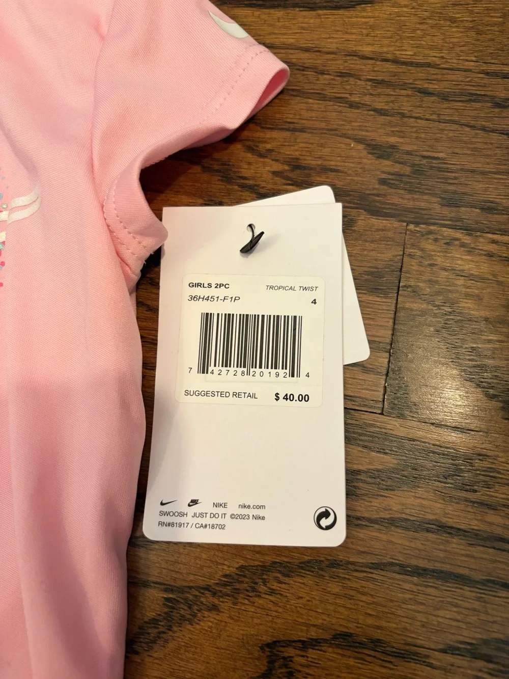 Nike Pink Heart Dri-FIT Top with Multicolor Trim Shorts Set